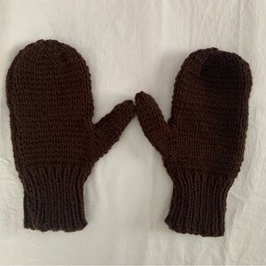 Cozy Hand-knitted Brown Knit Mittens for Men
